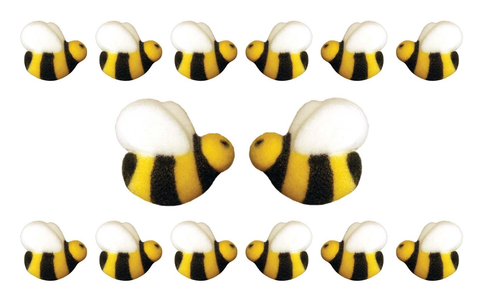 Bees Cake Decorations- Bumble Bee Shaped Edible Hard Sugar Decorations, 12 pcs by R.U.S. Candy Company