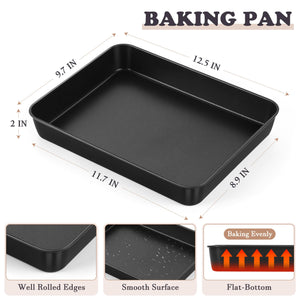 E-far 9 x 13 Inch Baking Pan, Nonstick Stainless Steel Rectangle Cake Pan for Baking Brownies Casseroles Lasagna, Stainless Steel Core & Nonstick Coating, Non-toxic & Oven Safe