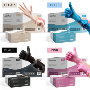 Black Vinyl Disposable Gloves Medium 50 Pack - Latex Free, Powder Free Medical Exam Gloves - Surgical, Home, Cleaning, and Food Gloves - 3 Mil Thickness