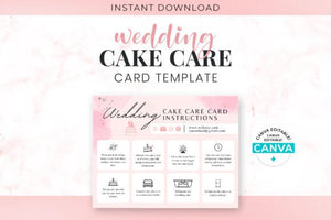 Canva Editable Wedding Cake Care Cards