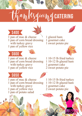 Thanksgiving Catering Menu