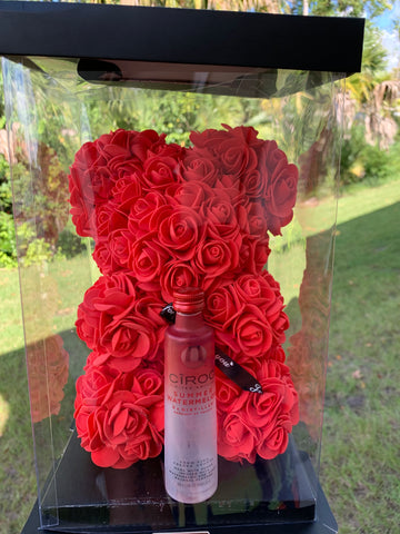 Rose teddy bear with mini berry ciroc